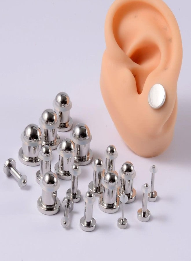 Lieson Gauges Tunnels, 2PCS Stainless Steel Ear Gauges 5.5mm Solid Round Polished 2G Silver - Image 4